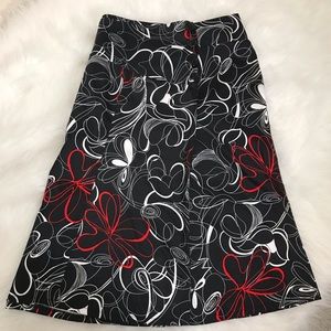 Lane Bryant Floral Black White Red Skirt